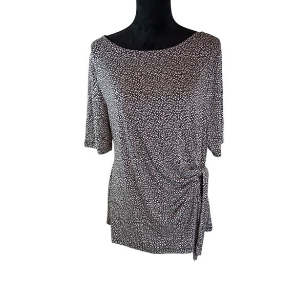 GEORGE Women's Tunic Blouse Top XL Grey Polyester Spandex Polka Dot Lightweight - Picture 2 of 5
